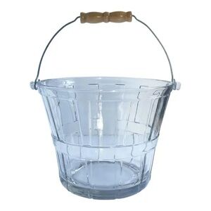 Vintage Anchor Hocking Ice Bucket With Wood Handle